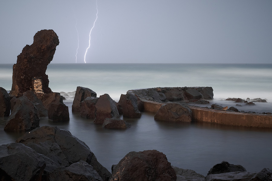 Coastal Ocean and lightning storm | Landscape photos